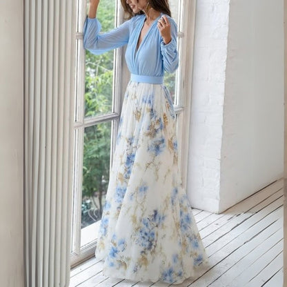 April | Women's floral maxi dress with neckline