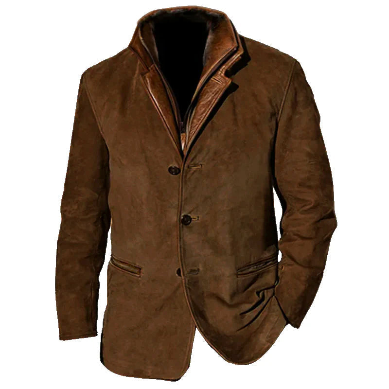 Men's classic suede jacket, comfortable and stylish for daily casual wear.