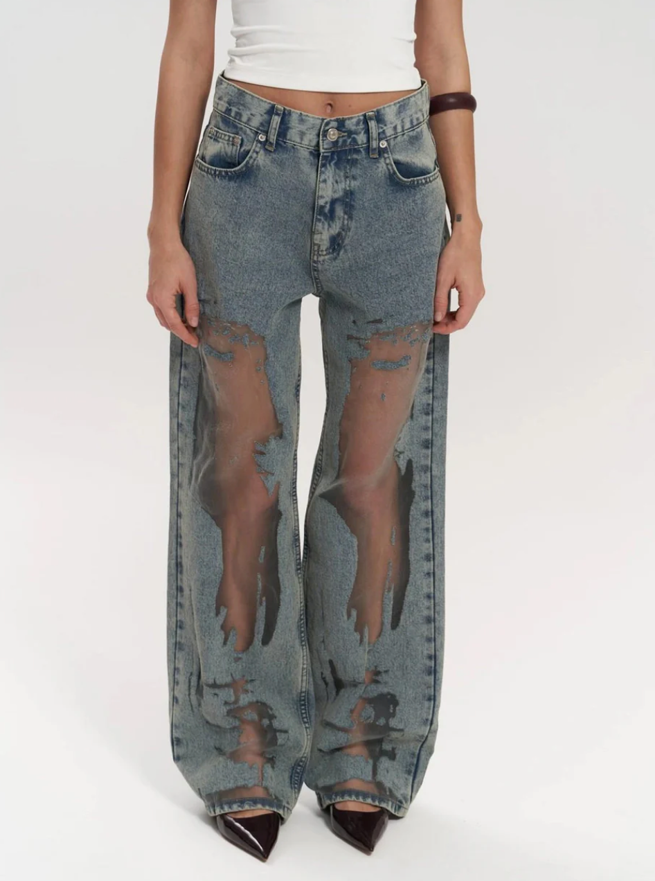 Sheer Denim Jeans - Paola