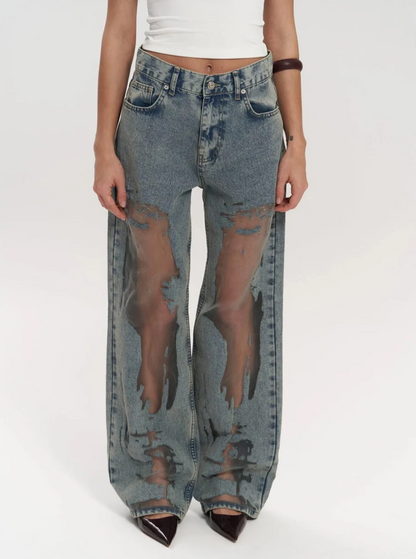 Sheer Denim Jeans - Paola