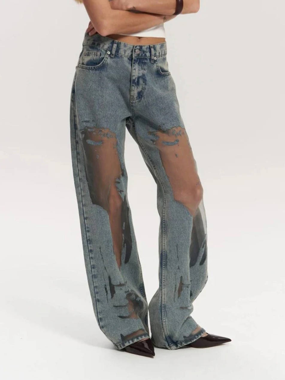 Sheer Denim Jeans - Paola