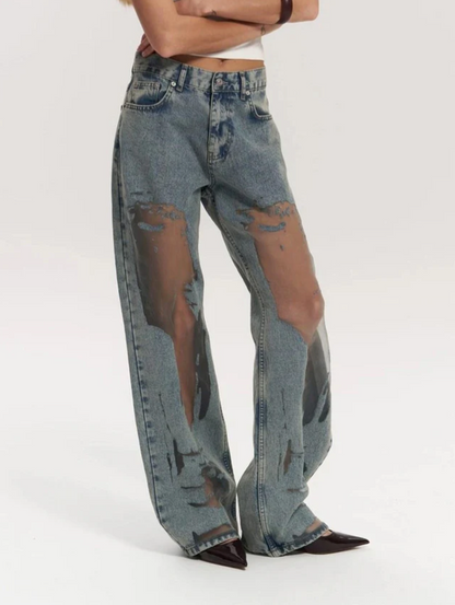 Sheer Denim Jeans - Paola