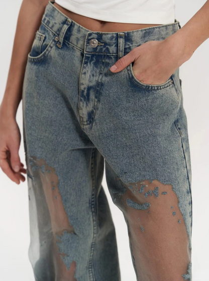 Sheer Denim Jeans - Paola