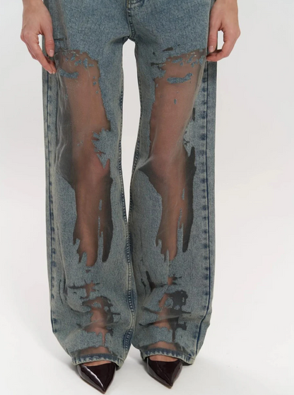Sheer Denim Jeans - Paola