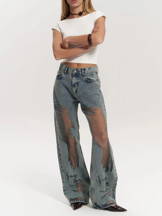 Sheer Denim Jeans - Paola