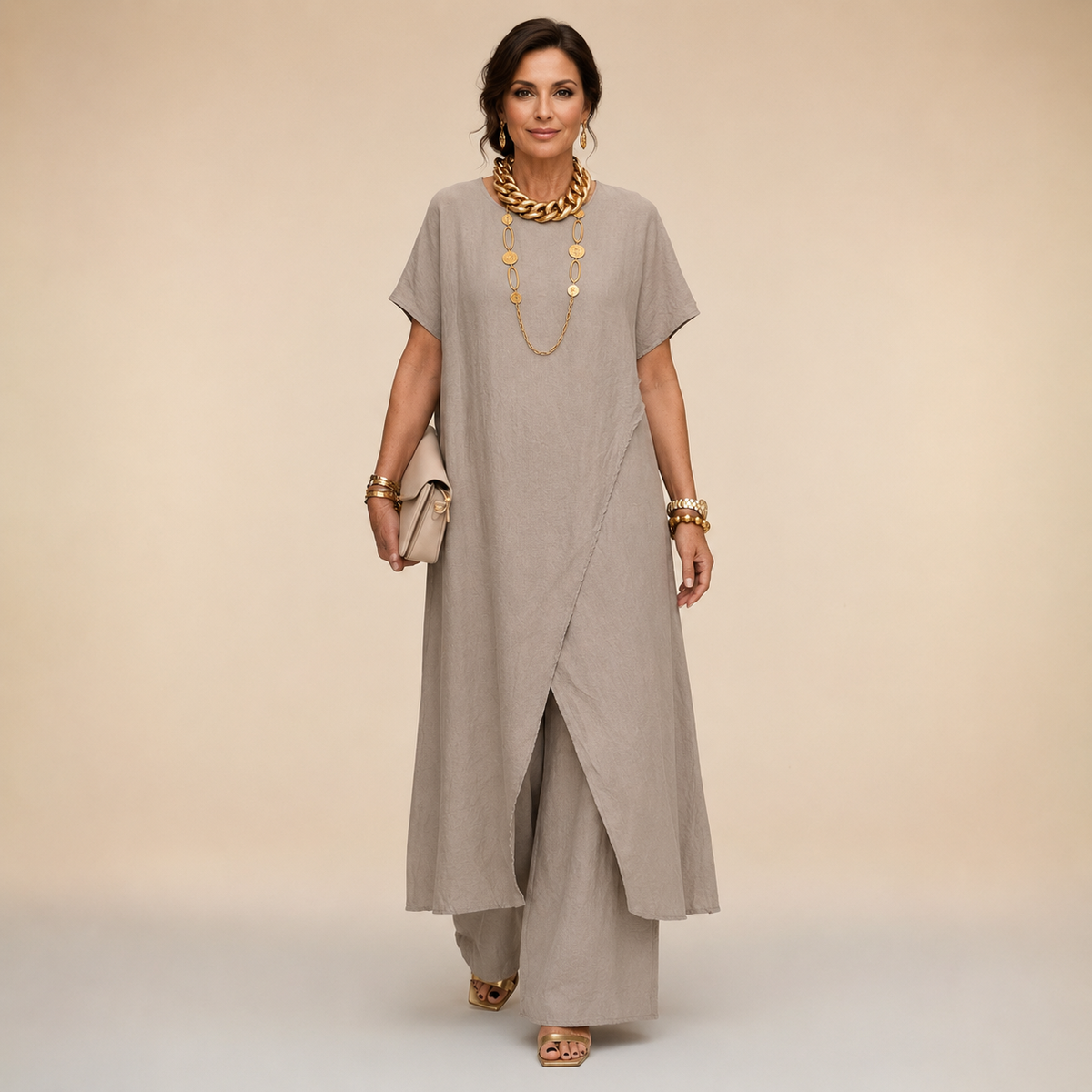 Adelina - loose-fitting asymmetrical set, elegant and comfortable