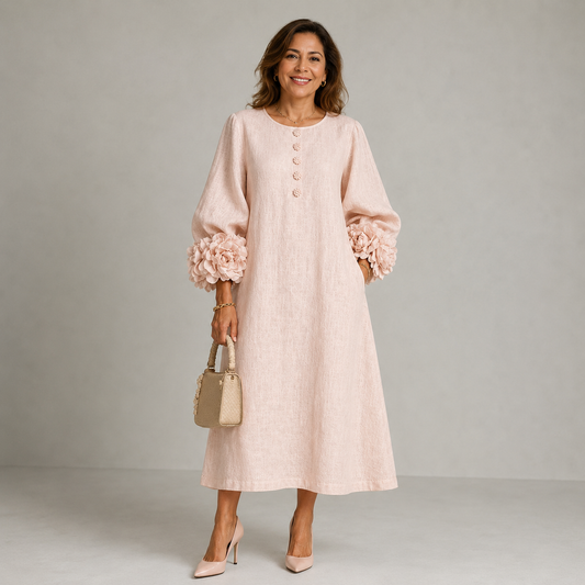 Elegant midi dress with rosette