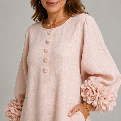 Elegant midi dress with rosette