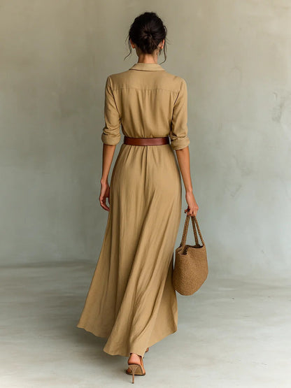 Luna | Elegant Long Dress with V-Neck and Wrap Design