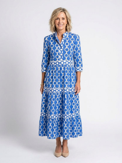 Miranda - Mid-sleeve dress with chain print