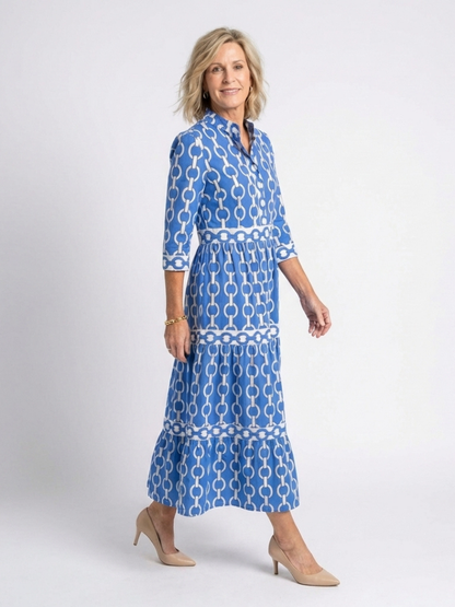 Miranda - Mid-sleeve dress with chain print