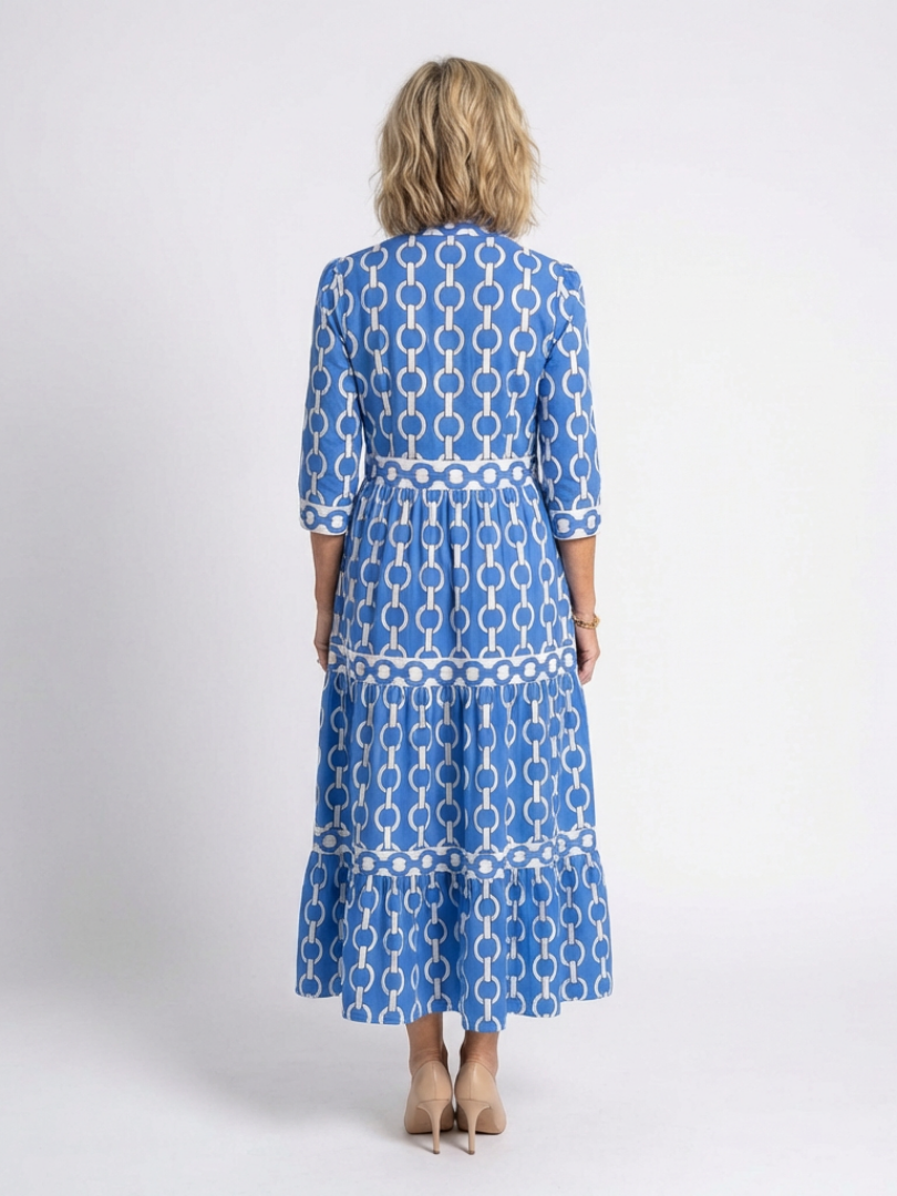 Miranda - Mid-sleeve dress with chain print