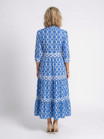 Miranda - Mid-sleeve dress with chain print