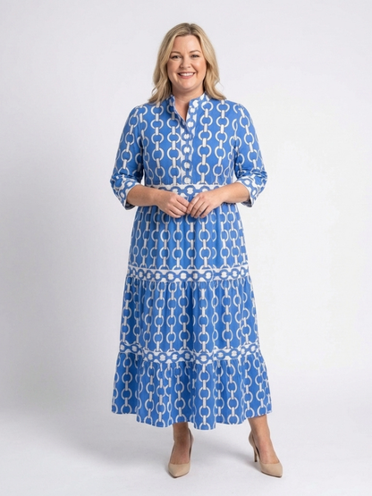 Miranda - Mid-sleeve dress with chain print