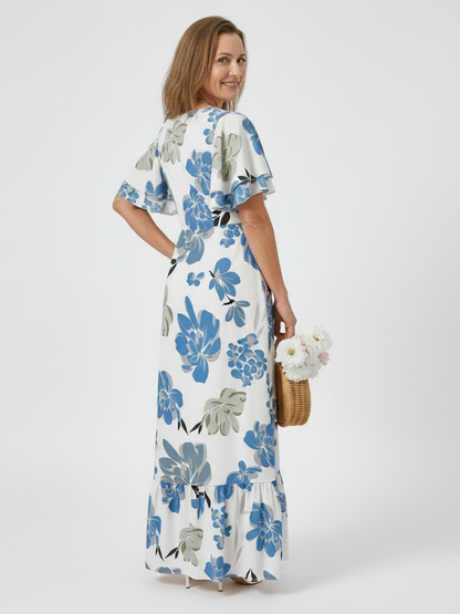 Clarisa - Maxi dress with round neck and short sleeves