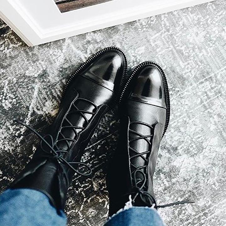 Patent Toe Leather Boots | Sara™