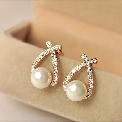 Pearl and cubic zirconia earrings