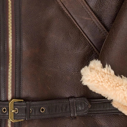 Alpha | Leather flight jacket with warm sherpa lining Sustainable leather