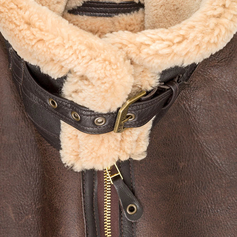 Alpha | Leather flight jacket with warm sherpa lining Sustainable leather