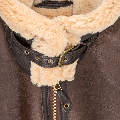Alpha | Leather flight jacket with warm sherpa lining Sustainable leather
