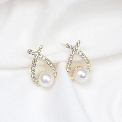 Pearl and cubic zirconia earrings