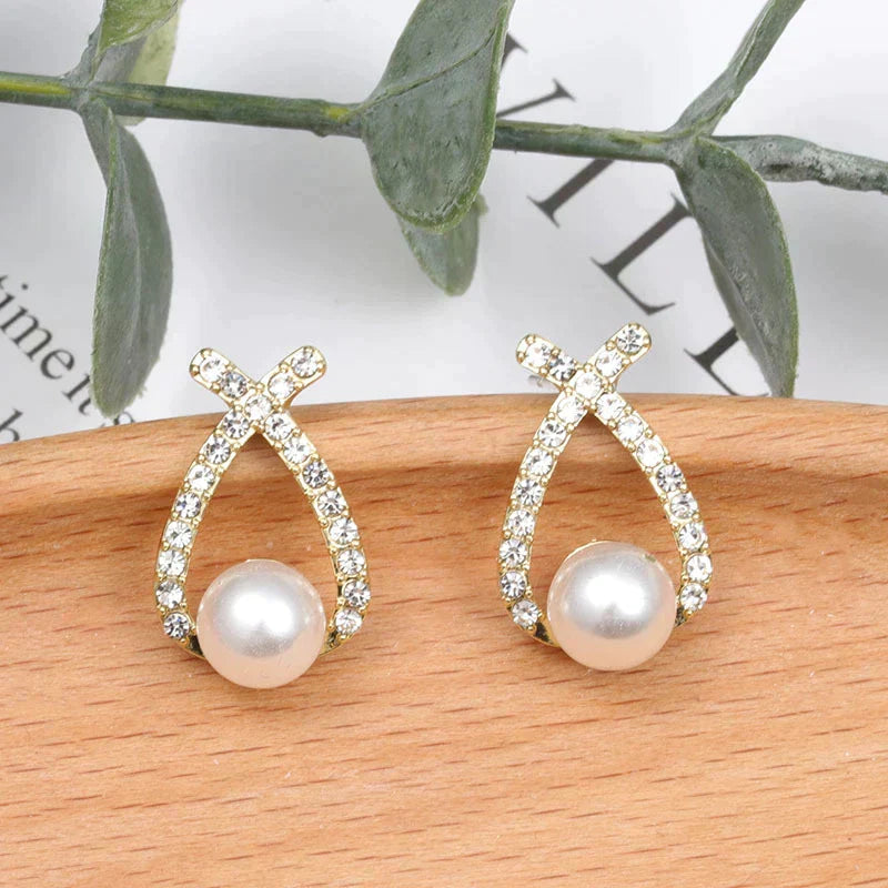 Pearl and cubic zirconia earrings