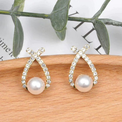 Pearl and cubic zirconia earrings