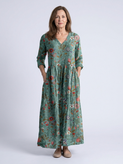 Marina - Floral print V-neck maxi dress