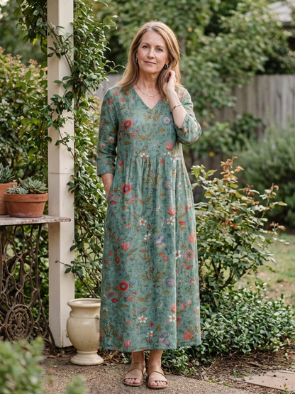 Marina - Floral print V-neck maxi dress
