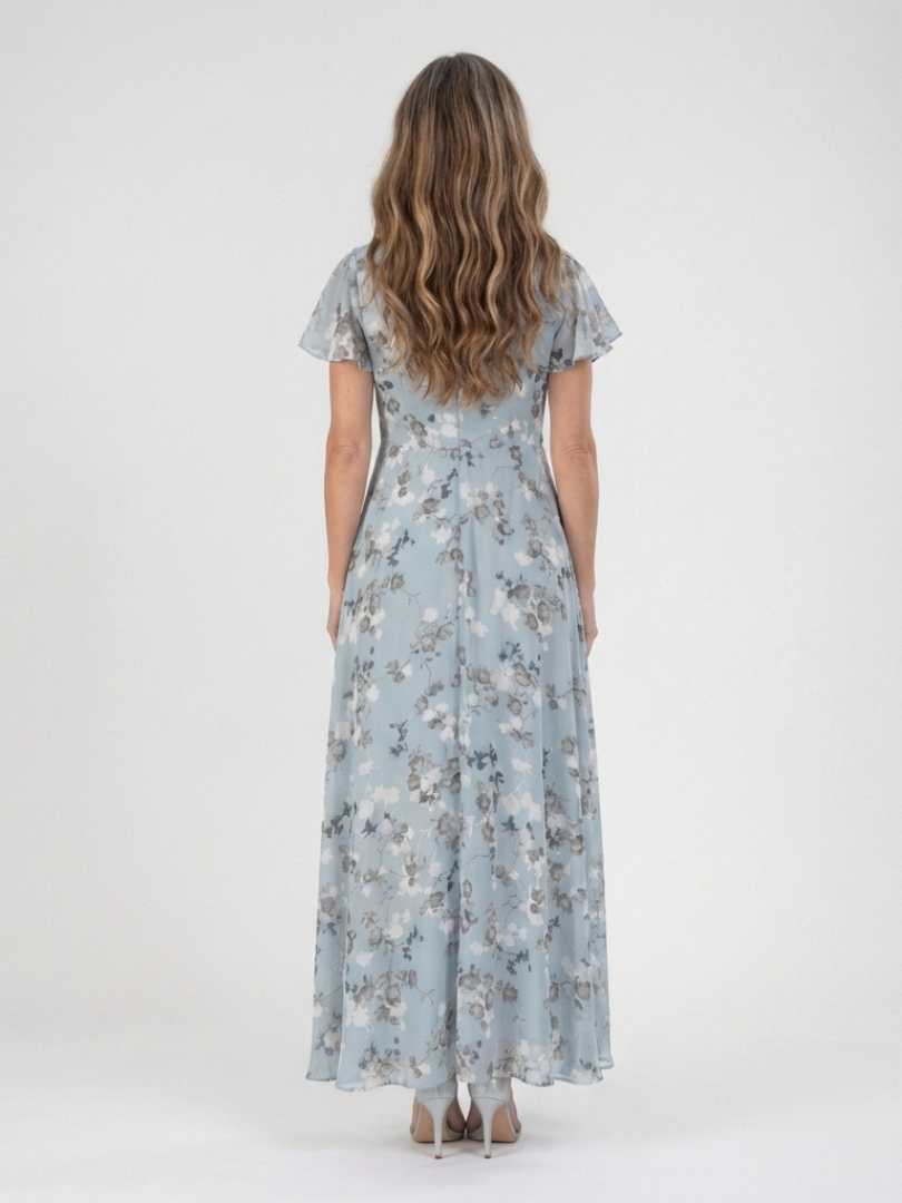 Isabel - Long chiffon dress with floral print