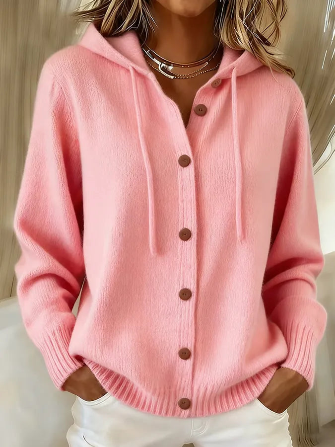 Begoña | Hooded Button-Front Knit Jacket