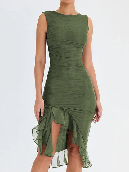 Pia™ asymmetric ruffle dress