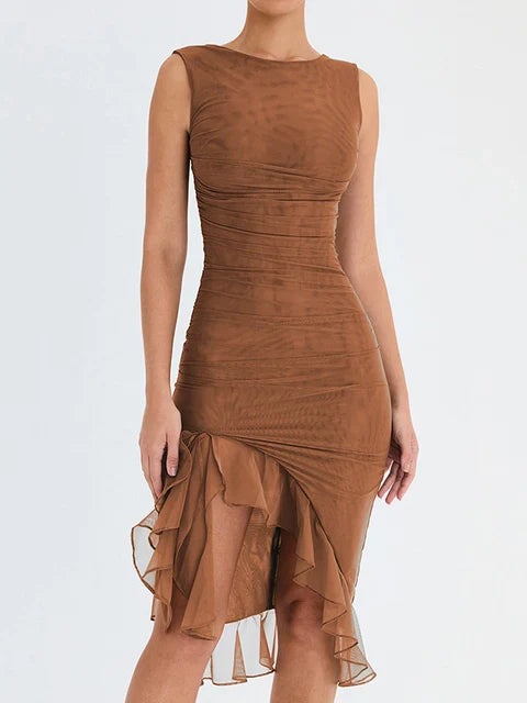 Pia™ asymmetric ruffle dress