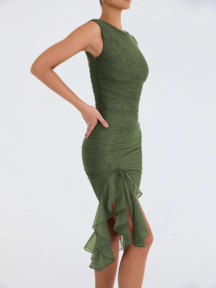 Pia™ asymmetric ruffle dress