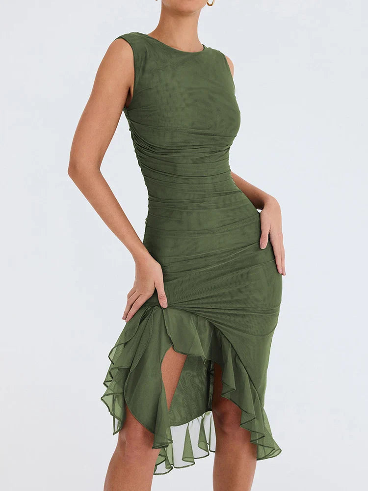 Pia™ asymmetric ruffle dress