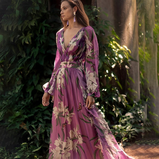 Sancha | Women's floral maxi dress with a V-neck and comfortable design