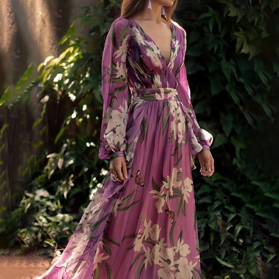 Sancha | Women's floral maxi dress with a V-neck and comfortable design