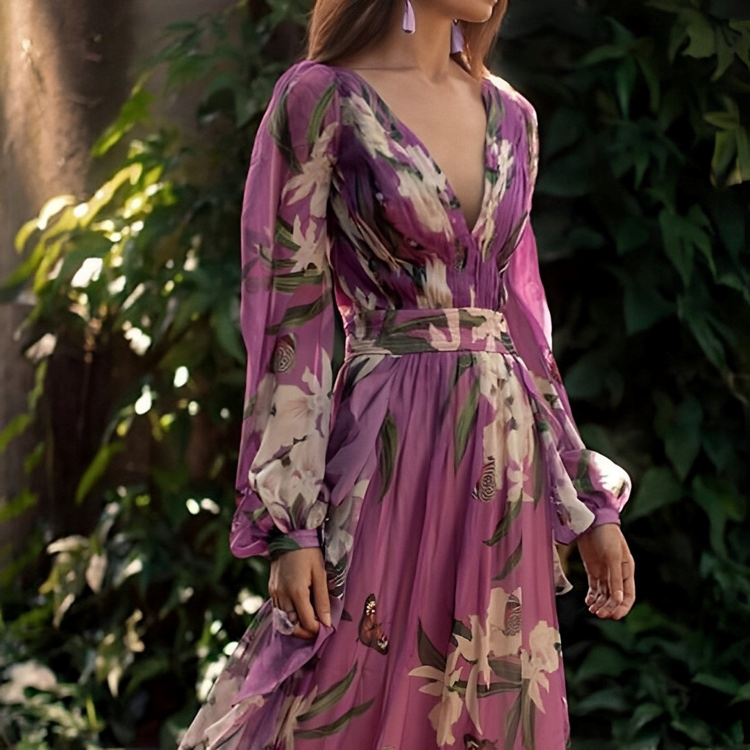 Sancha | Women's floral maxi dress with a V-neck and comfortable design
