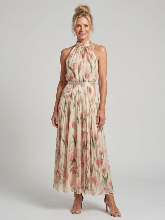 Martina | Floral halter neck midi dress