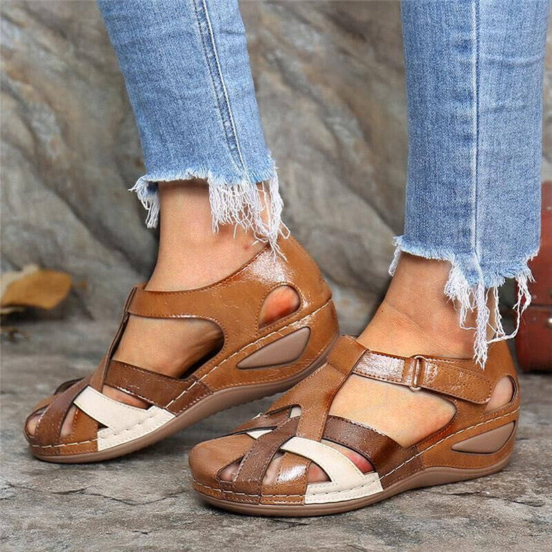 Bianca | Women's spring wedge sandals with crossover straps