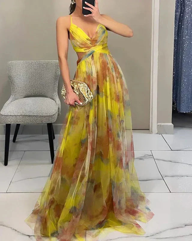 Gundisalva | Elegant women's maxi dress with a spring floral print