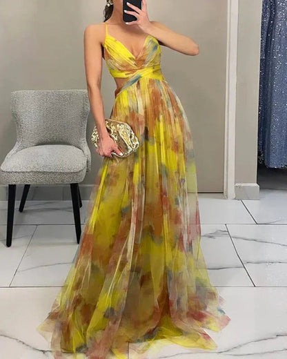 Gundisalva | Elegant women's maxi dress with a spring floral print