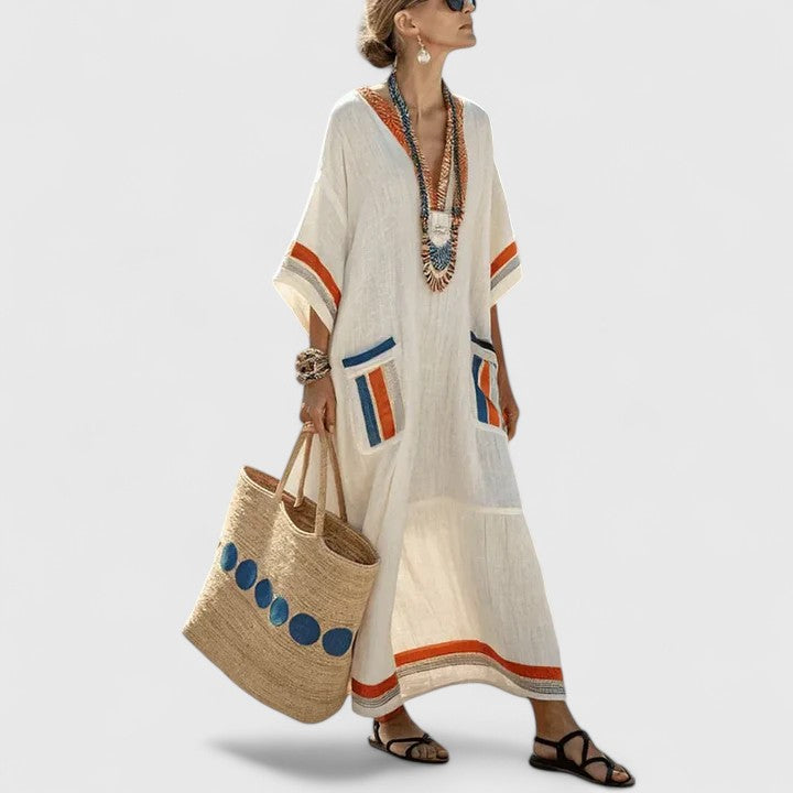 Galiana | Women's boho midi dress with pockets, cool and lightweight | Breathable