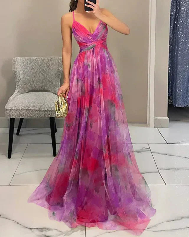 Gundisalva | Elegant women's maxi dress with a spring floral print