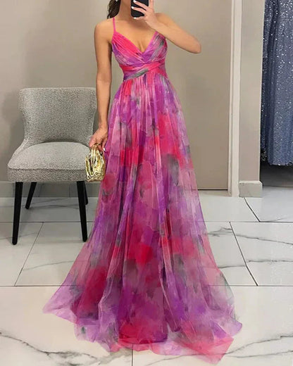 Gundisalva | Elegant women's maxi dress with a spring floral print