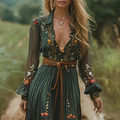 Jacinda | Women's boho maxi dress with flowing belt | Lightweight