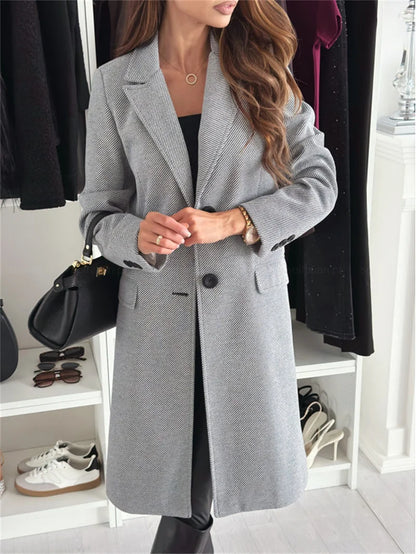Lina - Long Wool Button-Up Coat