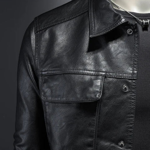 Men's modern, durable leather biker jacket
