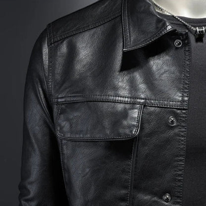 Men's modern, durable leather biker jacket