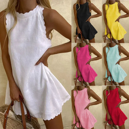 Olivia | Sleeveless High Neck A-Line Mini Dress